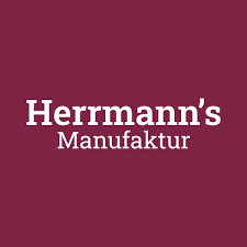 Herrmann's, Manufaktur, Logo, Rot, Beige, Text, Markenlogo, Branding, Label, Etikett, Hintergrund